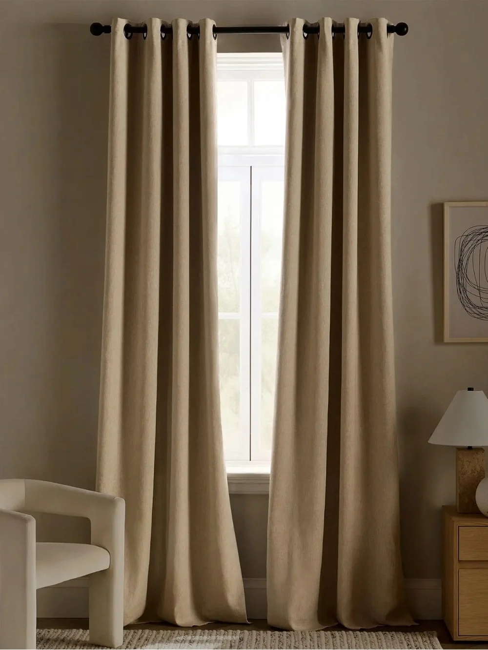 Quince European Linen Flax Grommet Blackout Drapery Panel - Retail $92